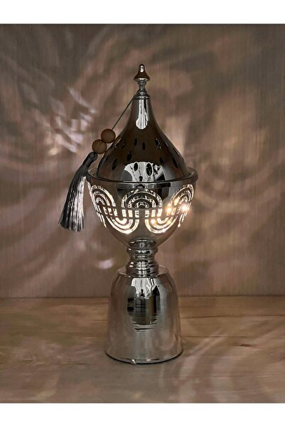 Generic مبخرة فضية معدنية بتصميم فاخر (مزودة بشرابة زينة)