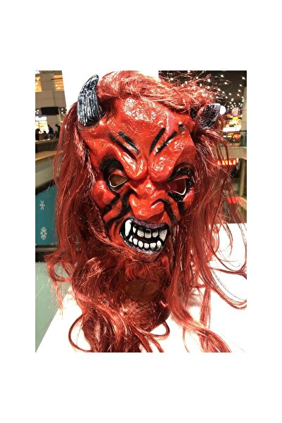 AyrStore Korkunç Şeytan Maskesi, Kırmızı Saçlı, Halloween Kostüm Aksesuarı, Ş...