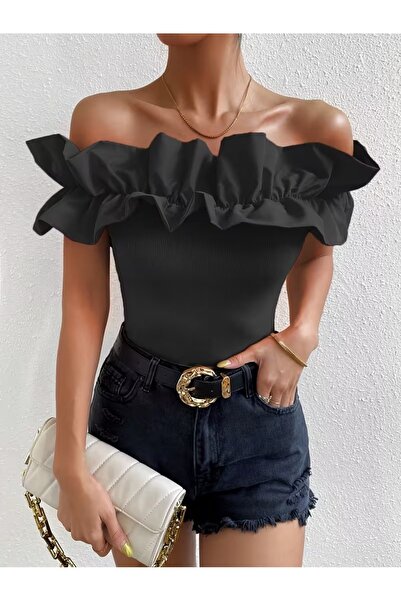 Machetta Γυναικεία μπλούζα με βολάν στο γιακά τύπου Madonna