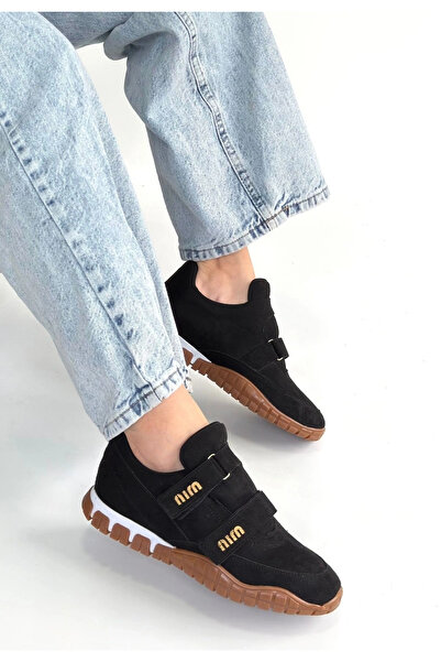 hibiscus Tunga Black Suede Velcro Sneakers