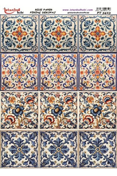 İstanbul Hobi Pirinç Dekopaj Kağıdı 30x42cm PT-3423 Etnik Karo