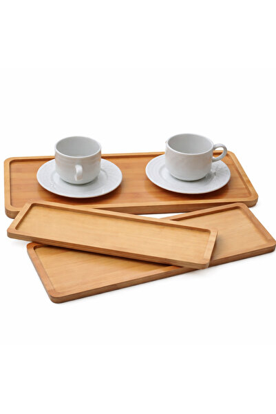 genelted Doğal Bambu Kahve Sunum Tepsisi Seti 3’lü – Ahşap Servis, Kahvaltı, ...