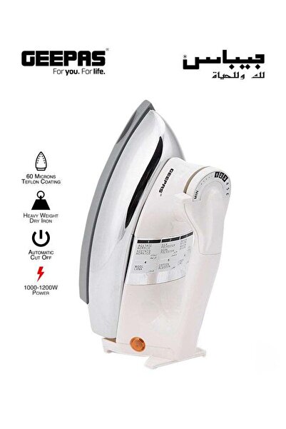 Geepas Heavy Weight Automatic Dry Iron With Teflon Plated Sole Plate 1200 W