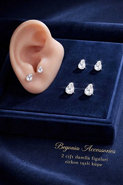 Lunexa İthal Çelik Paslanmaz Kararmaz Tragus Uyumlu 4-5 mm Damla Kesim Zirkon...
