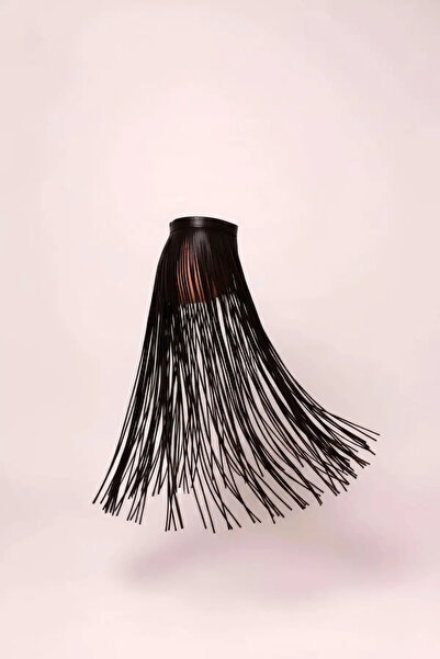 ALFA AKSESUAR 03 Fusta neagră cu fir lung și detalii, fustă cu talie înaltă -...