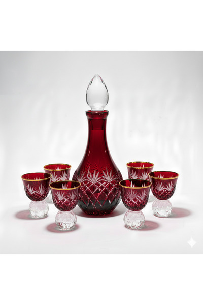 Kristal Market Zemzem Mıra Set with Crystal Stone Tassel Pattern, 6 Pieces