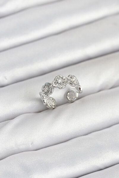 Skygo Brass Silver Color Clover Model Women's Ring - Tj-Byk3895