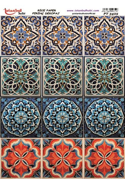 İstanbul Hobi Rice Decopage Paper 30X42Cm Pt-3425 Ethnic Tile