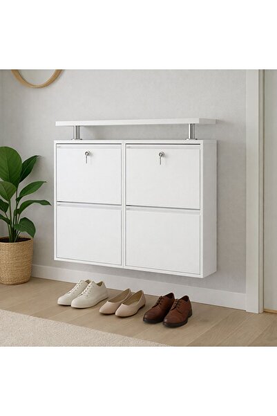 Arinna 2+2 KİLİTLİ BEYAZ METAL AYAKKABILIK