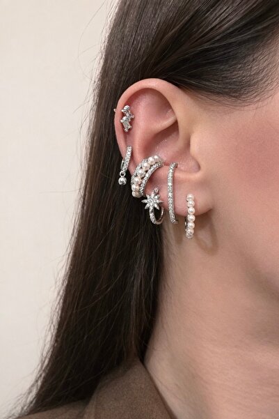 Okko Store Pearl Detailed 6-Piece Earrings