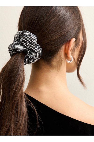 Xui Trend Brand (Hm) Model Crystal Stone Embroidered Rubber Buckle/Black Glitter Stone Embroidered Hair Accessory