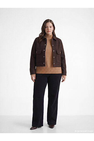 LC Waikiki Shirt Collar Women's Cashmere Jacket