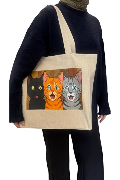 Online Canvas Cat Printed Bag
