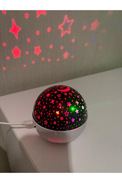ALYTECH Bluetooth Hoparlörlü Yıldız ve Ay Projeksiyon Gece Lambası RGB Led Iş...