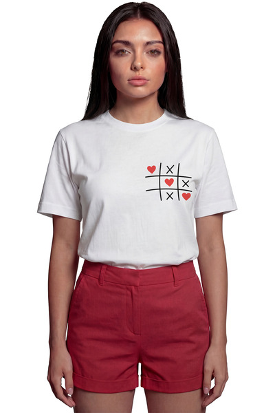 Color Luxe تي شيرت نسائي فاخر مطبوع عليه ''Love Game'' XOX مصنوع من القطن بنس...