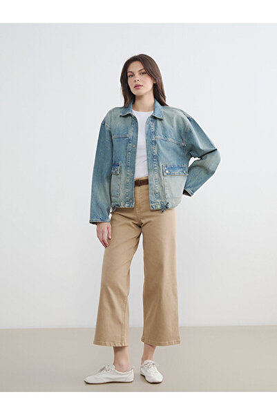 LC Waikiki Shirt Collar Oversize Women's Jean Jacket