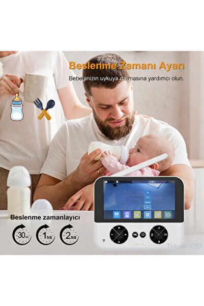 TeknolojiSA Akıllı Bebek Kamerası Monitörlü | Gece Görüş, Hareket Takip, Oda ...