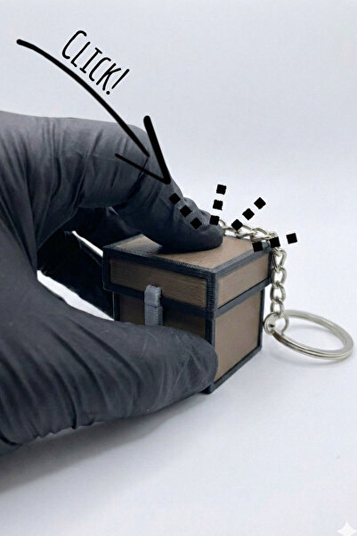 Croitacraft Minecraft Chest (Sandık) Click Mekanizmalı Anahtarlık - Minecraft...