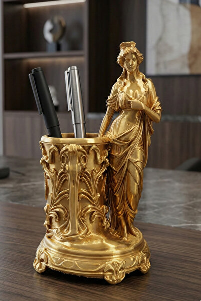 ENG.CO Gold Color Pen Holder with Aphrodite Figure – Luxurious and Stylish De...