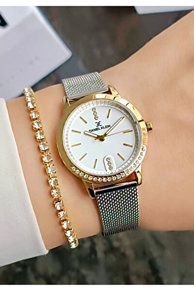 Daniel Klein سوار من الفولاذ الذهبي/المعدني 3 ATM مقاوم للماء للنساء