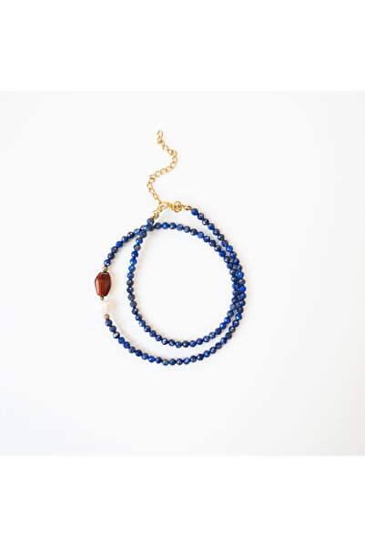 THEIA GemWorks Astraia – Lapis Lazuli, İnci, Kehribar & Hematit Taşı Kolye