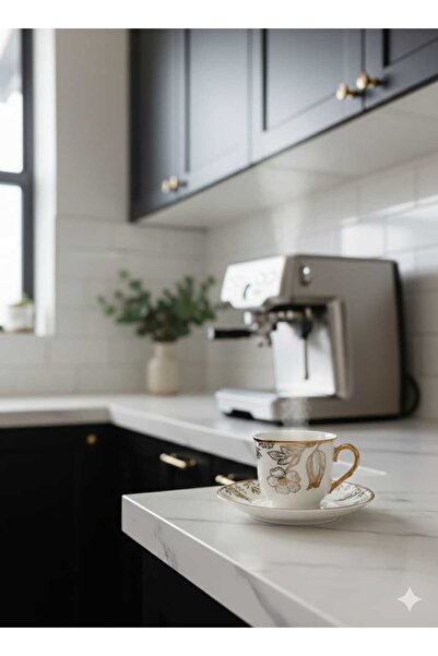 AKG (Kadeh HEDİYE) 6 Kişilik Porselen Kahve Fincan Takımı