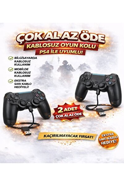 Moxti Ps 4 Joystick Tablet Telefon Pc PS4 Uyumlu Titreşimli Oyuncu Konsolu 2Li