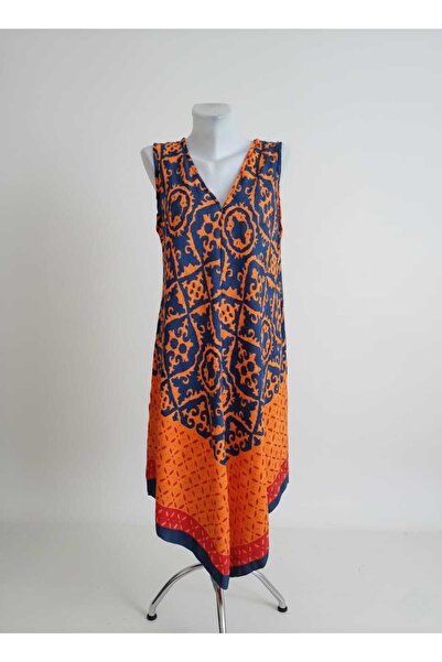 Milenam Summer Cotton Zero Sleeve Authentic Pattern Dress