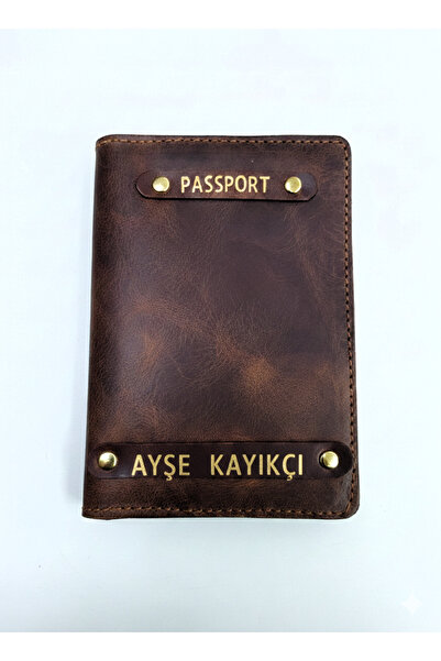 aysefe Genuine Leather Handmade Customizable Passport Wallet