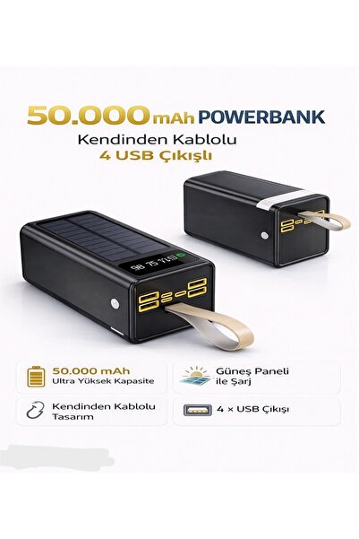 Moxti 50.000 Mah Taşıma Askı Hızlı Şarj Powerbank 4xusb Micro,lıghtnıng,type-...