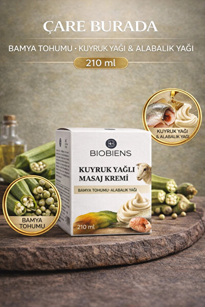 Çare Burada Kuyruk Yağı & Alabalık Yağı & Bamya Tohumlu Masaj Kremi 210 Ml