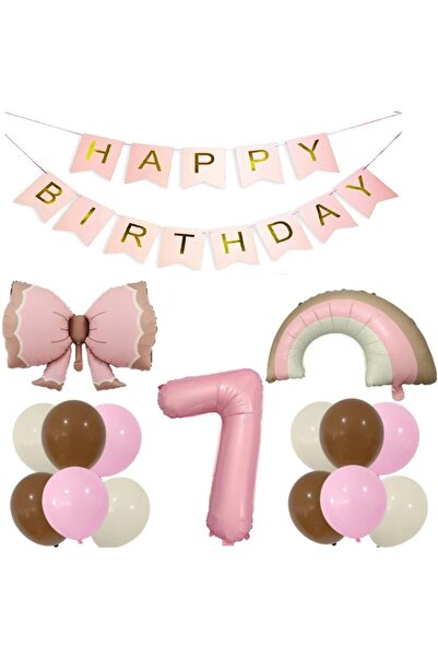 ÇITIPITISTORE Set de baloane cu numere curcubeu cu fundă roz, baloane din fol...