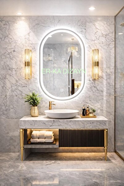 DOUBLE Kumlamalı Dokunmatik Lavabo & Banyo Aynası (Dokunmatik Sensörlü DİMMER ÖZELLİK)