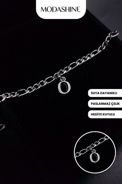 ModaShineShop سوار من الفولاذ المقاوم للصدأ بحرف O