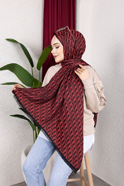 RMY MODA 220X100 cm Luxury Geometric Patterned Cotton Textured Silk Shawl for...