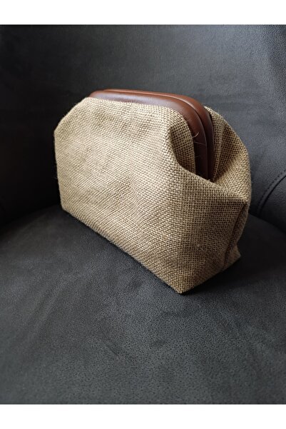 ÖZLEM HANDMADE Jute Straw Burslu Clutch, Handbag