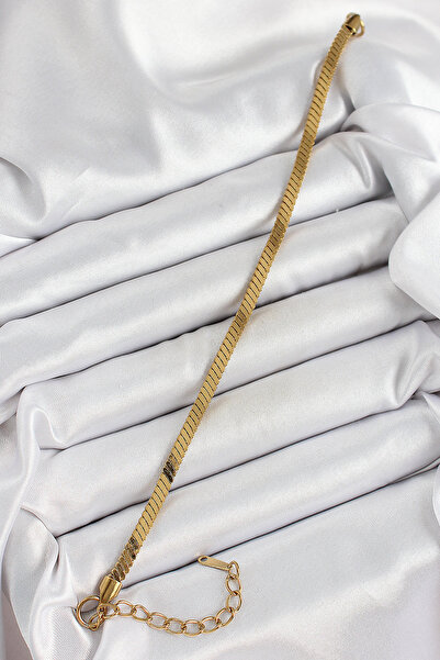 Skygo سوار نسائي من الفولاذ المقاوم للصدأ 316L بلون ذهبي وسلسلة مسطحة - TJ-BB...