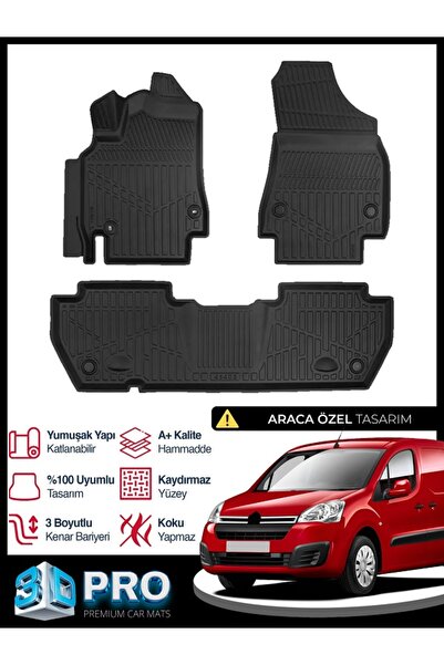 RICH OTO PASPAS Citroen Berlingo 3D Havuzlu Paspas 2008-2018 ARASI MODELLER K...