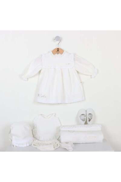 Generic ميني جنتل طقم فستان كُم بناتي (مفرش استقبال+قبعة+صدرية+جوارب+جزمة+شور...