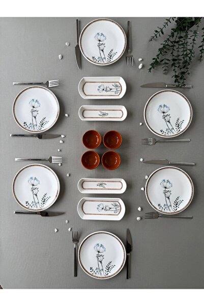 QUEEN Segah Model Rölyefli 6 Kişilik 14 Parça Modern Kahvaltı-Brunch Takımı (...