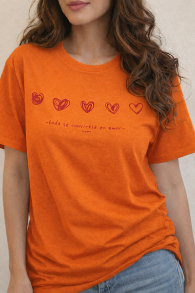 ArtYus Row of Hearts Printed Cotton Relaxed Fit Round Neck Unisex T-Shirt