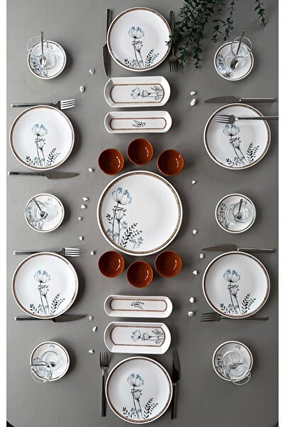 QUEEN Segah Model Rölyefli 6 Kişilik 23 Parça Modern Kahvaltı-Brunch Takımı (...