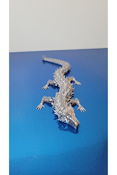 DoBi3D 20 cm Gümüş Ejderha Figürü – 3D Baskı Fantastik Dragon – Esnek Gövdeli...