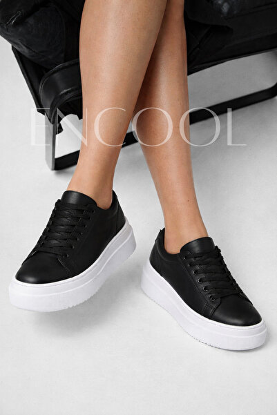Encool Black and White Sole Sneaker for Women |   Thick Sole Casual Sports Sh...