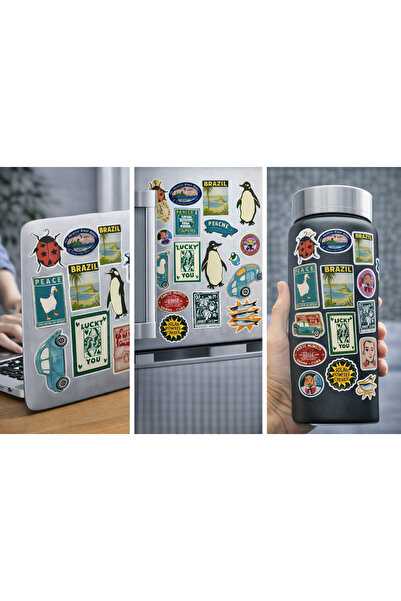 Limitless Design مجموعة ملصقات كلاسيكية عتيقة - ملصقات فنية وسفر وثقافة البوب...