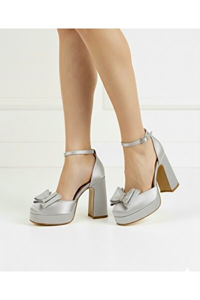 Felisya Butik Satin Platform Heeled Evening Dress Shoes 10cm - Feli̇syabuti̇k