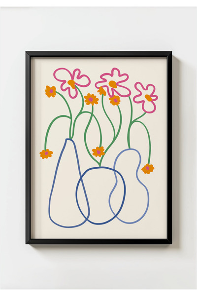 MIOVI WORKS Abstract Vases | Çerçeveli Modern Minimalist Mutfak Duvar Dekoras...