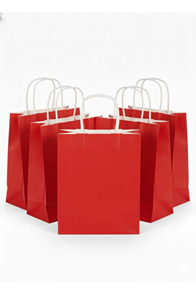 iğne izi حقيبة ورقية حمراء اللون مقاس 22 × 6 سم (12 قطعة) من الدرجة الأولى، ح...