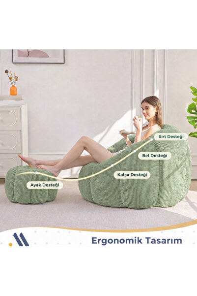 puffiber Ergonomik Yer Tipi TV Koltuğu – Yetişkin Armut Puf Berjer 105x80 cm | Modern Salon & Balkon Koltuğu