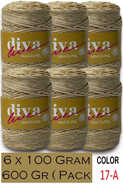 Diva İplik 2,5 mm Polyester Simli Makrome Çanta İpi ( 6 lı Paket ) 600 Gr - 17A